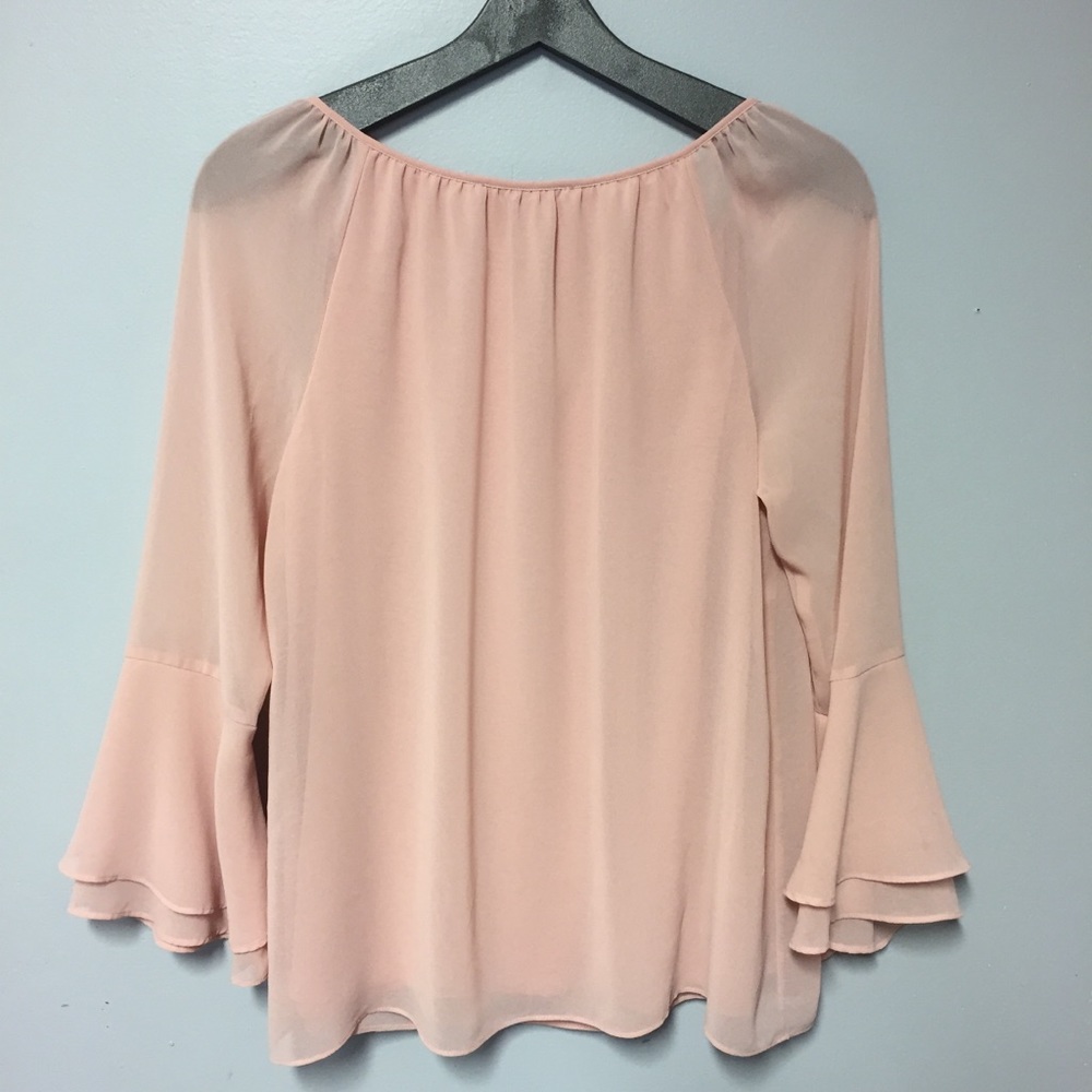 Blush Pink Bell Sleeve Top - Picture 3 of 5